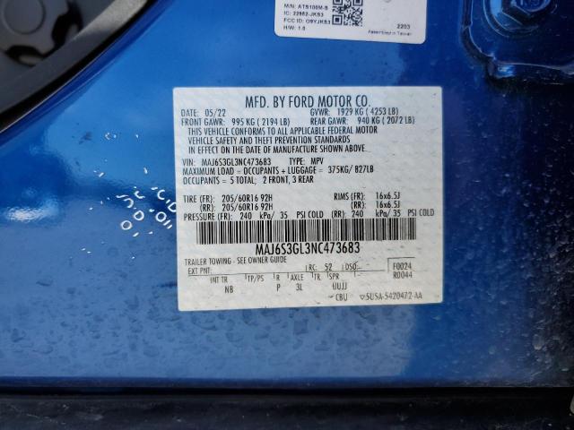 MAJ6S3GL3NC473683 - 2022 FORD ECOSPORT SE Mavi foto 13