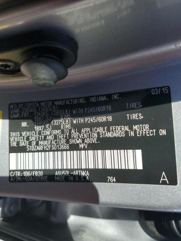 5TDZARFH2FS013666 - 2015 TOYOTA HIGHLANDER LE SILVER photo 14