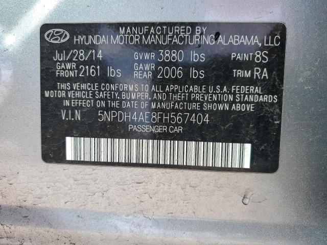 5NPDH4AE8FH567404 - 2015 HYUNDAI ELANTRA SE SILVER photo 12