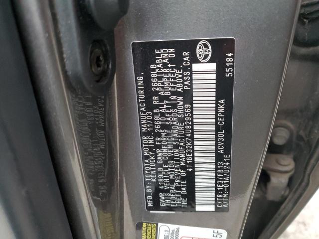 4T1BE32K74U829569 - 2004 TOYOTA CAMRY LE GRAY photo 12
