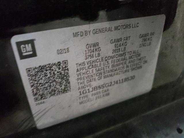 1G1JB5SG2J4118530 - 2018 CHEVROLET SONIC LS შავი ფოტო 12