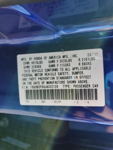 19UUB2F68JA002126 - 2018 ACURA TLX TECH+A BLUE photo 12