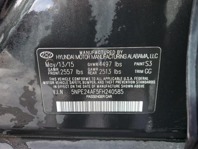 5NPE24AF5FH240585 - 2015 HYUNDAI SONATA SE BLACK photo 12