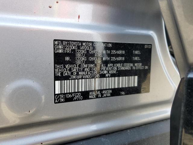 JTM16RFV6ND071245 - 2022 TOYOTA RAV4 SE SILVER photo 13