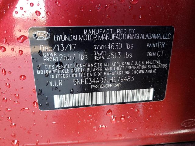 5NPE34AB7JH679483 - 2018 HYUNDAI SONATA SPORT RED photo 12