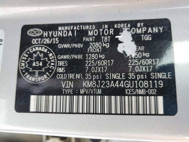 KM8J23A44GU108119 - 2016 HYUNDAI TUCSON SE SILVER photo 13