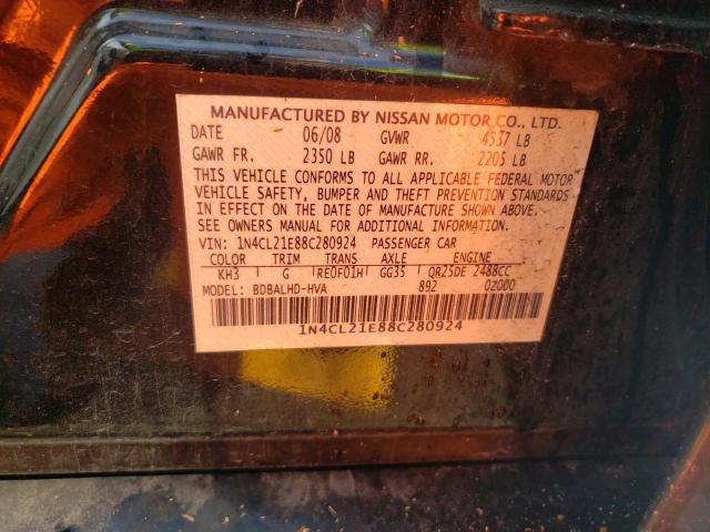 1N4CL21E88C280924 - 2008 NISSAN ALTIMA HYBRID BLACK photo 12