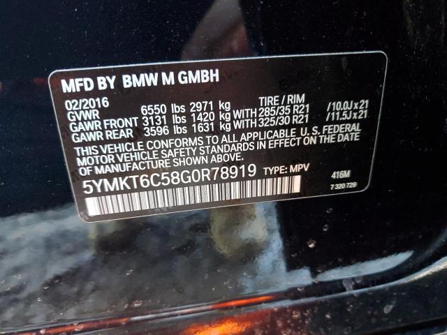 5YMKT6C58G0R78919 - 2016 BMW X5 M BLUE photo 13