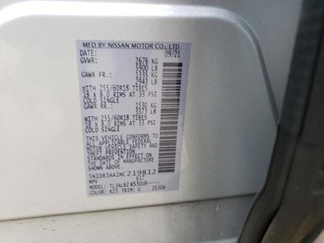 5N1DR3AA1NC219812 - 2022 NISSAN PATHFINDER S SILVER photo 13