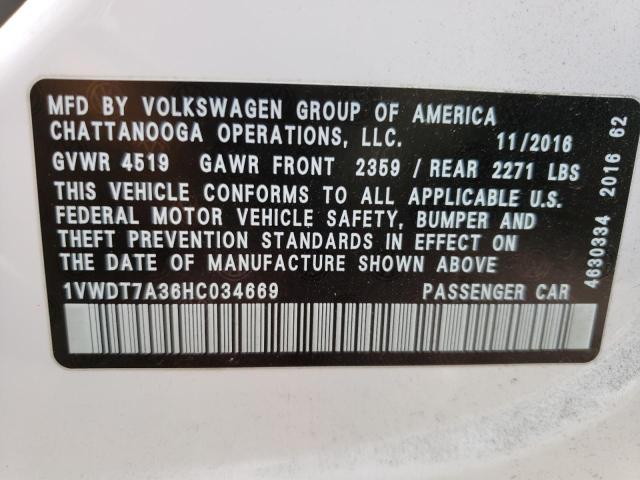 1VWDT7A36HC034669 - 2017 VOLKSWAGEN PASSAT R-LINE Ağ foto 12