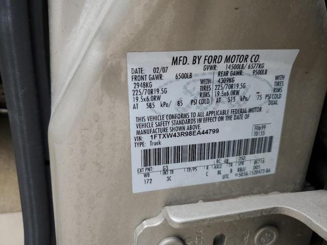 1FTXW43R98EA44799 - 2008 FORD F450 SUPER DUTY GOLD photo 12