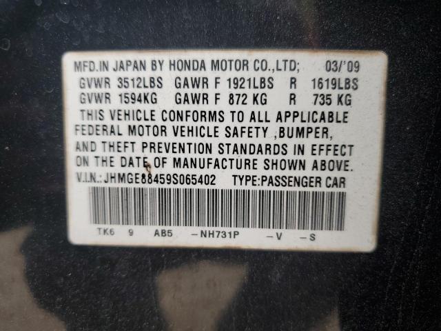 JHMGE88459S065402 - 2009 HONDA FIT SPORT BLACK photo 12