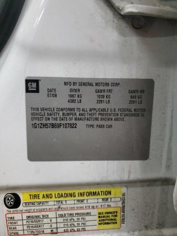 1G1ZH57B69F107822 - 2009 CHEVROLET MALIBU 1LT WHITE photo 12