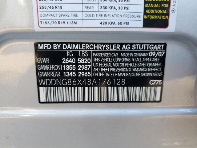 WDDNG86X48A176128 - 2008 MERCEDES-BENZ S 550 4MATIC SILVER photo 12