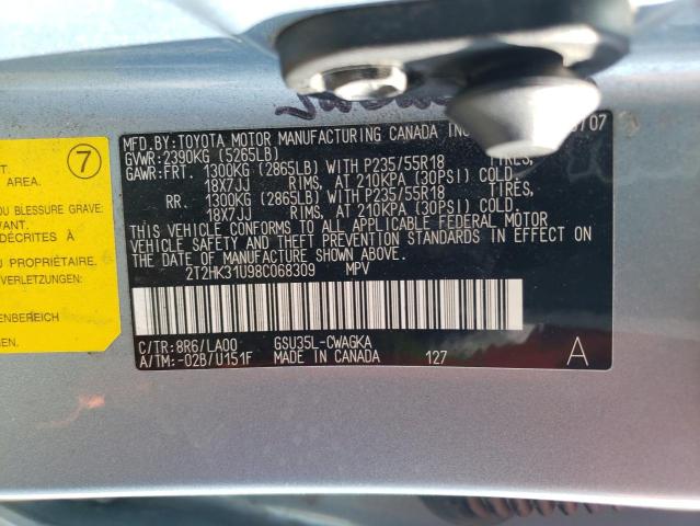 2T2HK31U98C068309 - 2008 LEXUS RX 350 BLUE photo 13