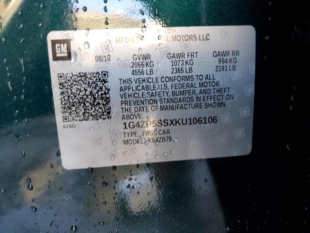 1G4ZP5SSXKU106106 - 2019 BUICK LACROSSE ESSENCE მწვანე ფოტო 12