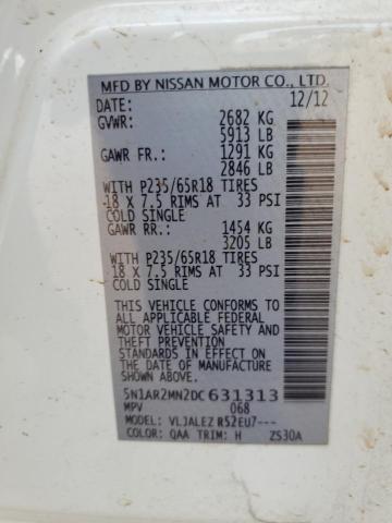 5N1AR2MN2DC631313 - 2013 NISSAN PATHFINDER S Ağ foto 13