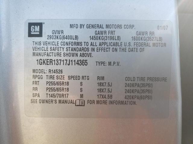 1GKER13717J114365 - 2007 GMC ACADIA SLE SILVER photo 13