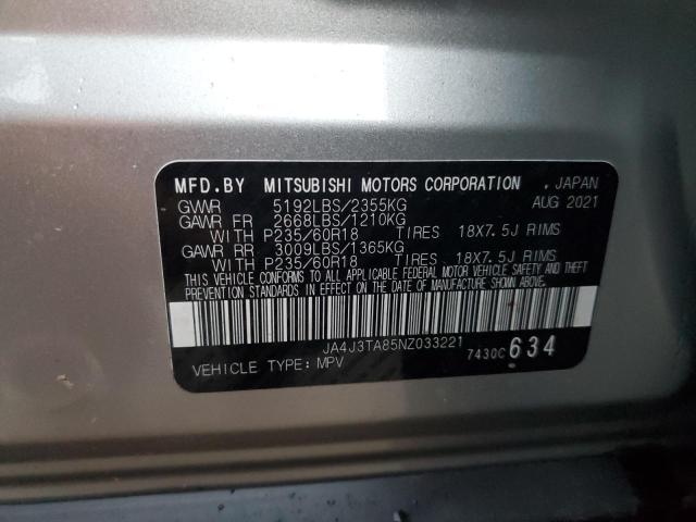 JA4J3TA85NZ033221 - 2022 MITSUBISHI OUTLANDER ES SILVER photo 13