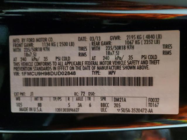 1FMCU9H98DUD02848 - 2013 FORD ESCAPE SEL BLACK photo 14