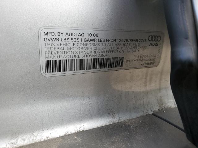 WAUDH74F07N068682 - 2007 AUDI A6 3.2 QUATTRO SILVER photo 12