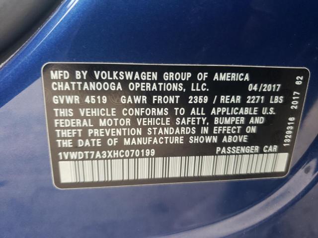 1VWDT7A3XHC070199 - 2017 VOLKSWAGEN PASSAT R-LINE Mavi foto 12
