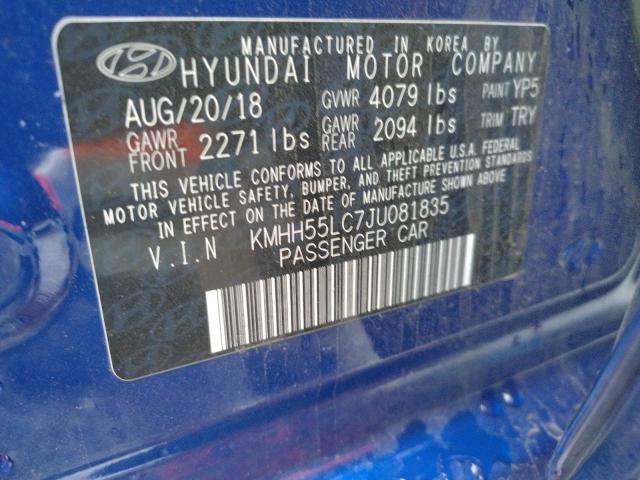 KMHH55LC7JU081835 - 2018 HYUNDAI ELANTRA GT SPORT BLUE photo 12