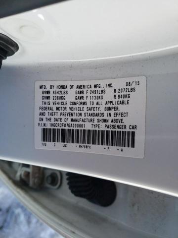 1HGCR3F07GA000661 - 2016 HONDA ACCORD EXL WHITE photo 12