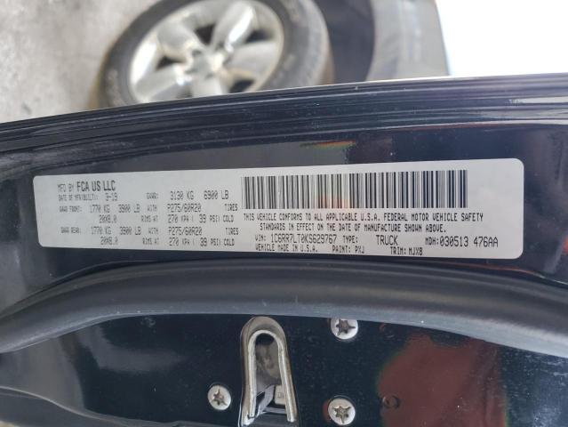 1C6RR7LT0KS629767 - 2019 RAM 1500 CLASS SLT 黑色 照片 12