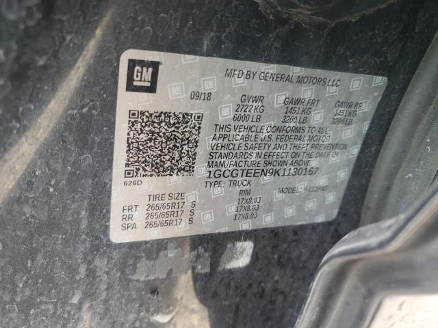 1GCGTEEN9K1130167 - 2019 CHEVROLET COLORADO ZR2 GRAY photo 12