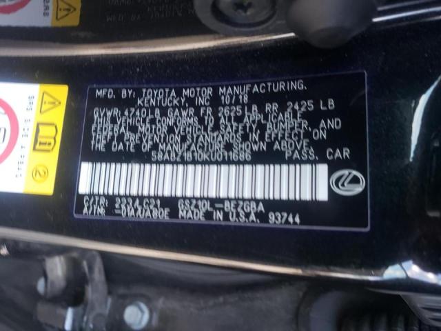 58ABZ1B10KU011686 - 2019 LEXUS ES 350 BLACK photo 12