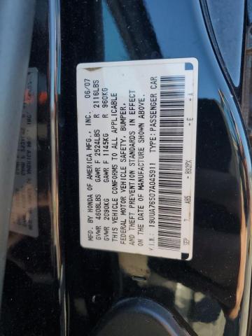 19UUA76507A045911 - 2007 ACURA TL TYPE S BLACK photo 12