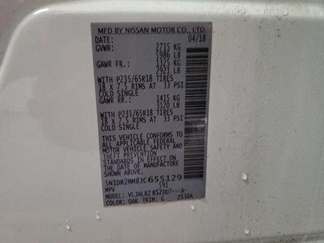 5N1DR2MM8JC655129 - 2018 NISSAN PATHFINDER S WHITE photo 14