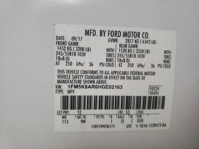 1FM5K8AR6HGE02163 - 2017 FORD EXPLORER POLICE INTERCEPTOR WHITE photo 13