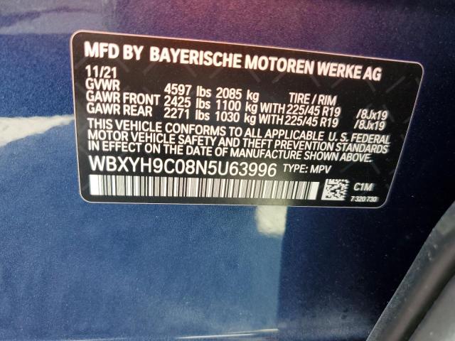 WBXYH9C08N5U63996 - 2022 BMW X2 SDRIVE28I BLUE photo 14
