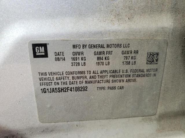 1G1JA5SH2F4108292 - 2015 CHEVROLET SONIC LS SILVER photo 12