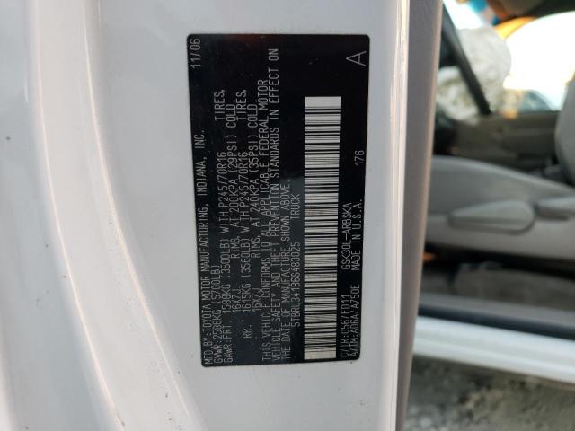 5TBRU34186S483025 - 2006 TOYOTA TUNDRA ACCESS CAB SR5 WHITE photo 13