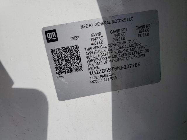 1G1ZB5ST6NF207785 - 2022 CHEVROLET MALIBU LS 白色 照片 12