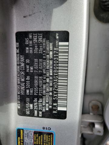 5XYZHDAGXBG003178 - 2011 HYUNDAI SANTA FE SE SILVER photo 13