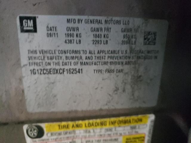 1G1ZC5E0XCF162541 - 2012 CHEVROLET MALIBU 1LT 灰色 照片 12