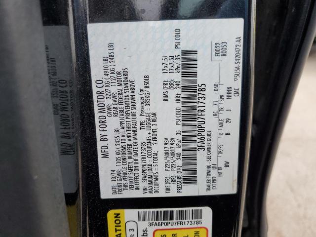 3FA6P0PU7FR173785 - 2015 FORD FUSION SE PHEV BLACK photo 12