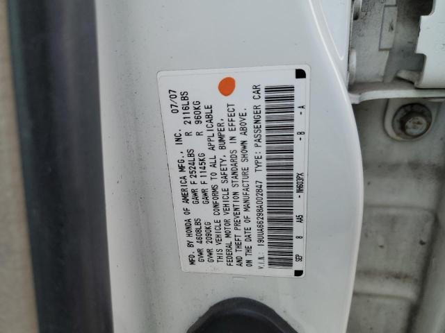 19UUA66298A002847 - 2008 ACURA TL WHITE photo 12