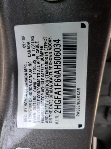 2HGFA1F64AH506034 - 2010 HONDA CIVIC LX-S Boz foto 12