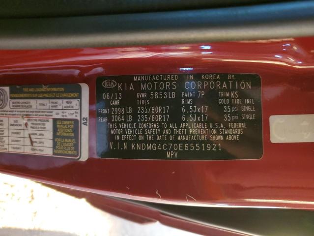 KNDMG4C70E6551921 - 2014 KIA SEDONA LX BURGUNDY photo 12