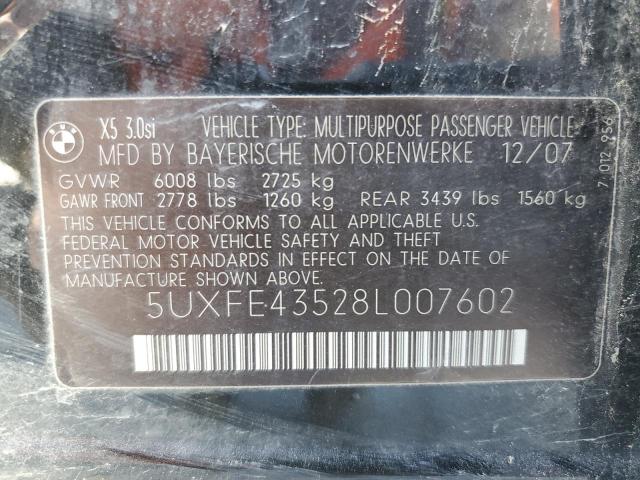 5UXFE43528L007602 - 2008 BMW X5 3.0I BLACK photo 13