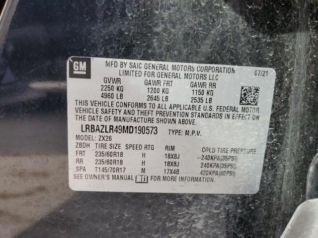 LRBAZLR49MD190573 - 2021 BUICK ENVISION PREFERRED 黑色 照片 12