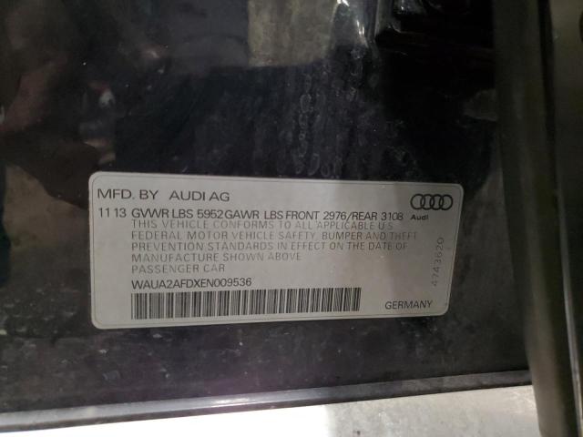 WAUA2AFDXEN009536 - 2014 AUDI A8 QUATTRO BLACK photo 12