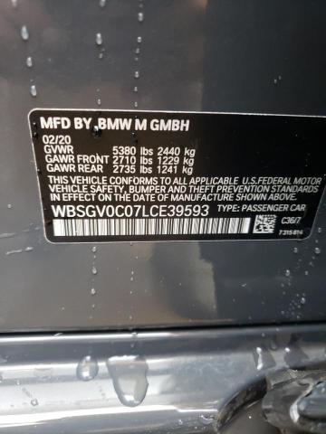 WBSGV0C07LCE39593 - 2020 BMW M8 CHARCOAL photo 12