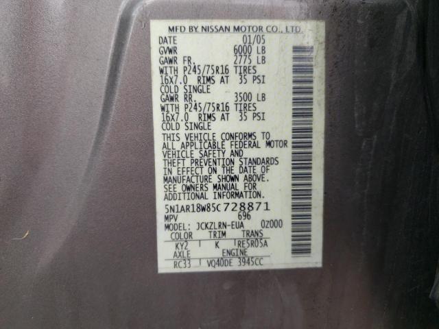 5N1AR18W85C728871 - 2005 NISSAN PATHFINDER LE თაფლისფერი ფოტო 13