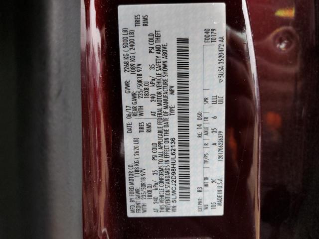 5LMCJ2D98HUL62136 - 2017 LINCOLN MKC SELECT 勃艮第红 照片 13